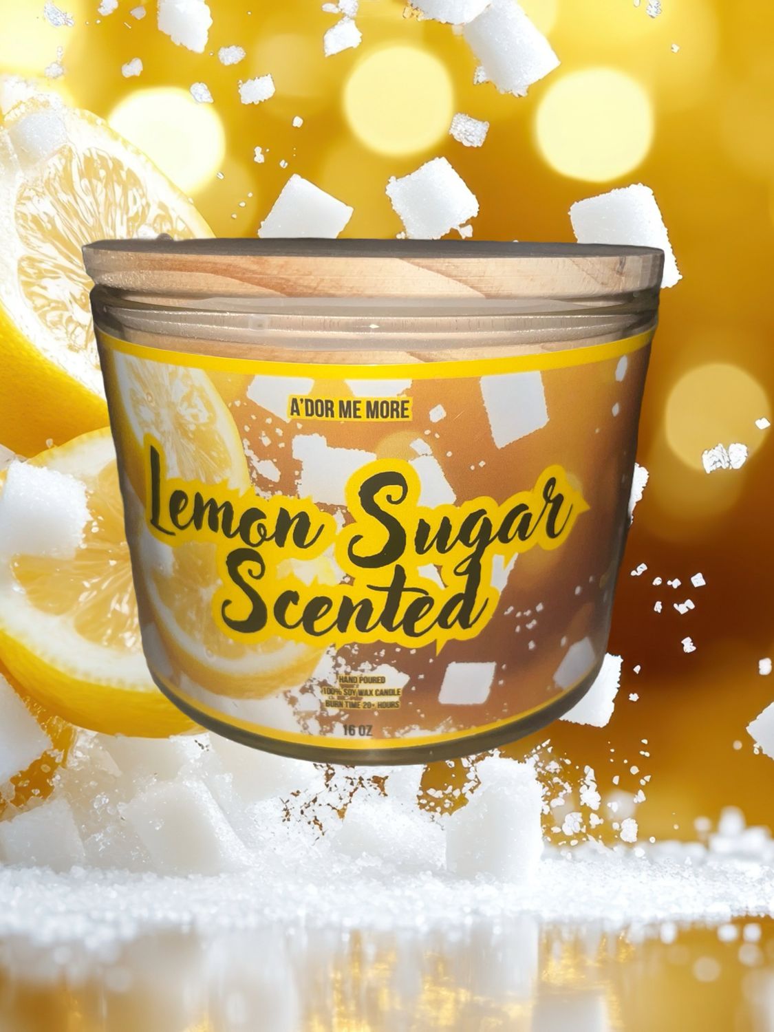 Lemon Sugar Scented 3 Wick Candle (16 Oz)