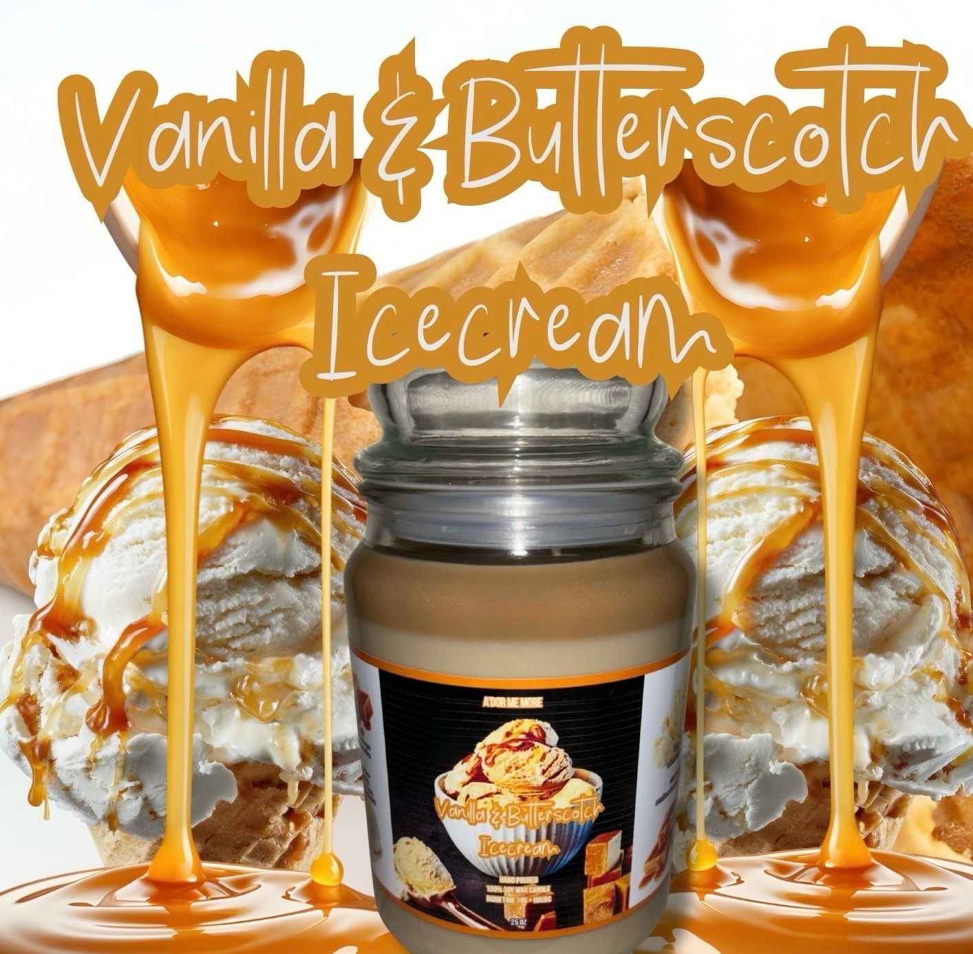 Vanilla and Butterscotch Ice cream 25 ounce candle (3 wick)