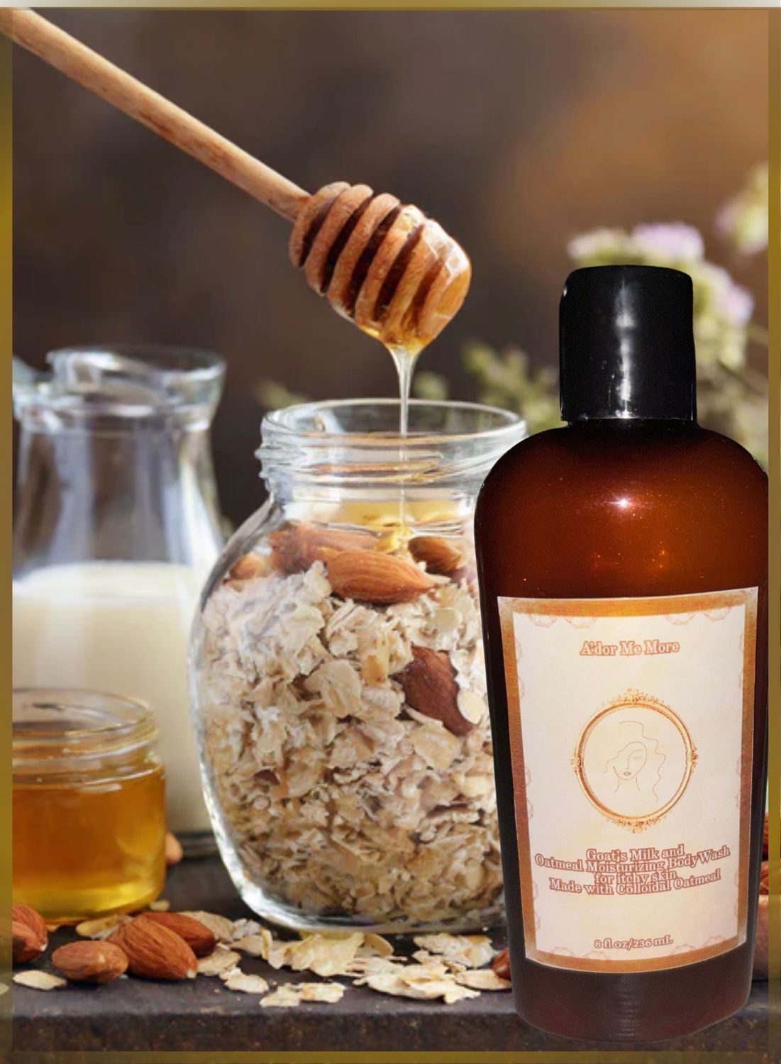 Goat’s Milk and Colloidal Oatmeal Body Wash For itchy skin (Honey and Oatmeal scented) Body Wash (8 ounce)