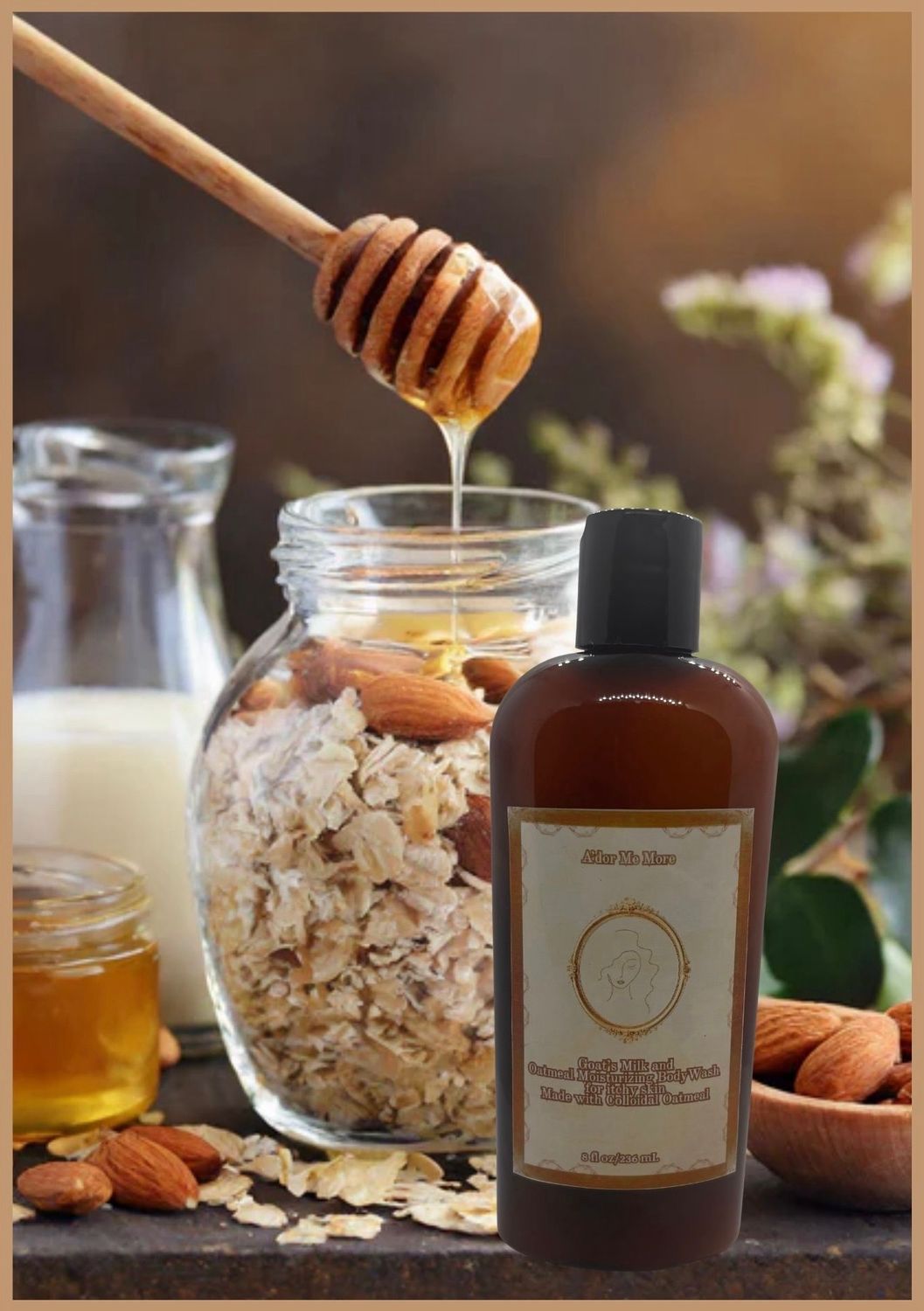 Goat’s Milk and Colloidal Oatmeal Body Wash For itchy skin (Honey and Oatmeal scented) Body Wash (8 ounce)