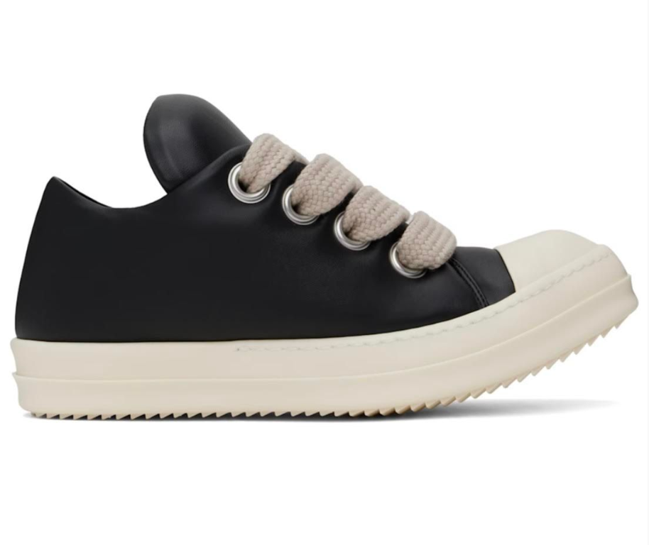 Rick Low Tops - Black Leather Jumbo Lace