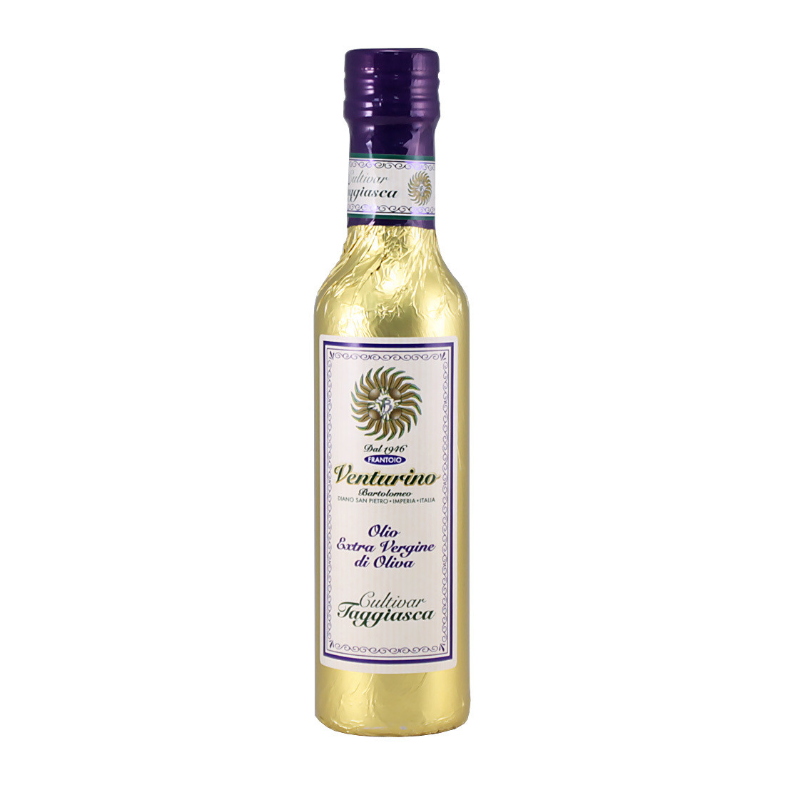 Масло оливковое э/в из оливок Таджиаски, ВЕНТУРИНО, золотая фольга 250мл