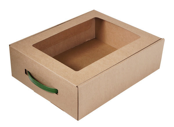 Подарочная упаковка - коробка с бумажным наполнителем и прозрачной крышкой