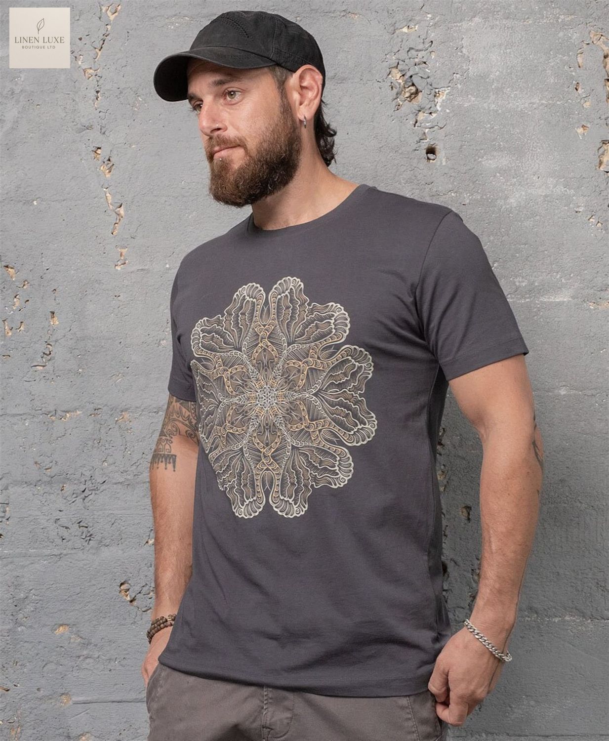Mens t shirt with psychedelic mandala print
