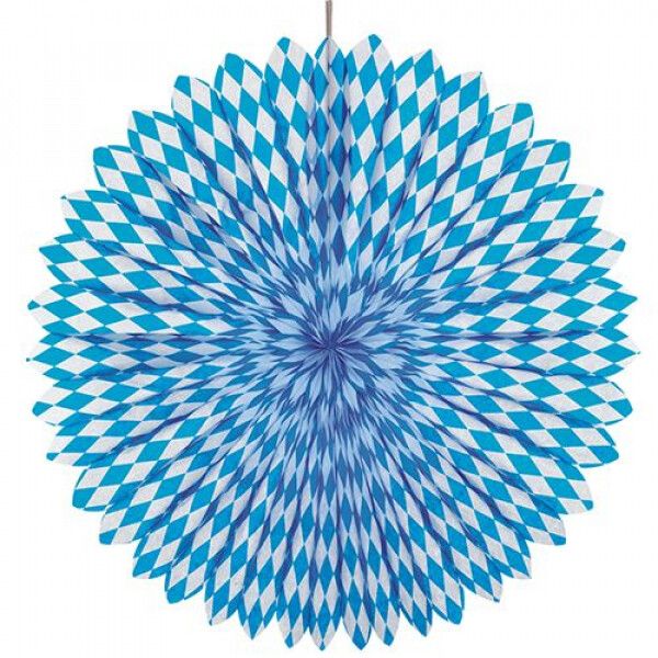 Dekofächer aus Papier Ø 75 cm &quot;Bayrisch Blau&quot; | Schwer entflammbar | Partydeko