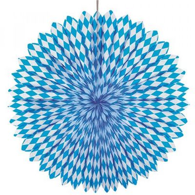 Dekofächer aus Papier Ø 75 cm &quot;Bayrisch Blau&quot; | Schwer entflammbar | Partydeko