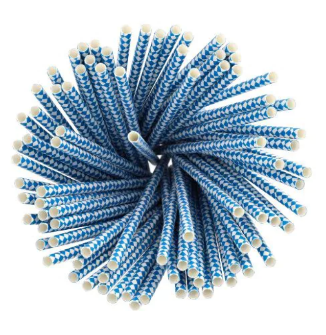 Papierstrohhalme Ø 6 mm · 20 cm &quot;Bayrisch Blau&quot;
