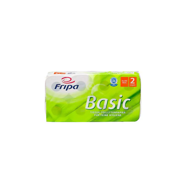 Fripa Toilettenpapier 2-lagig, &quot;Basic&quot; weiss, 250 Blatt pro Rolle