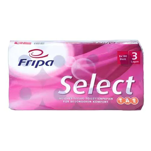 Fripa Toilettenpapier 3-lagig, &quot;Select TAE&quot; hochweiss, 180 Blatt pro Rolle