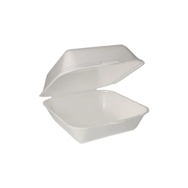 XXL Burger-Boxen mit Klappdeckel aus XPS, 20 x 20 cm weiss, laminiert