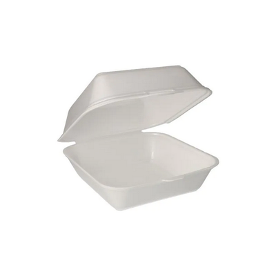 XXL Burger-Boxen mit Klappdeckel aus XPS, 20 x 20 cm weiss, laminiert