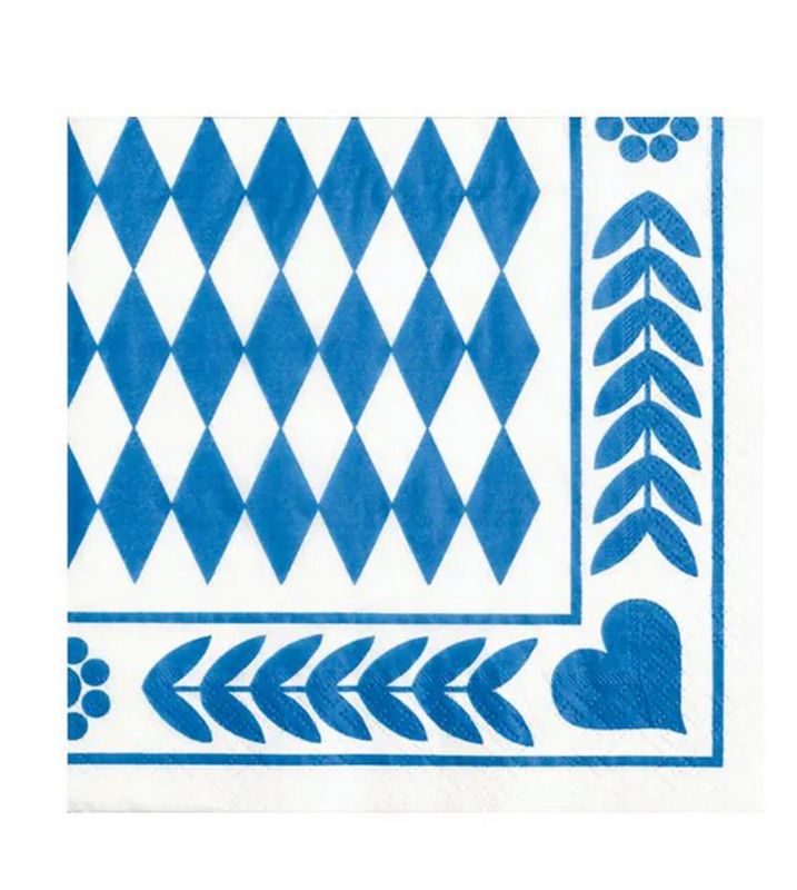 Servietten, 3-lagig 1/4-Falz 33 x 33 cm &quot;Bayrisch Blau&quot; (4x250 Stk)