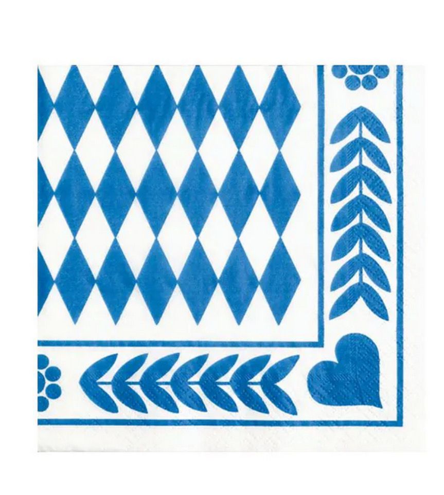 Servietten, 3-lagig 1/4-Falz 33 x 33 cm &quot;Bayrisch Blau&quot; (4x250 Stk)