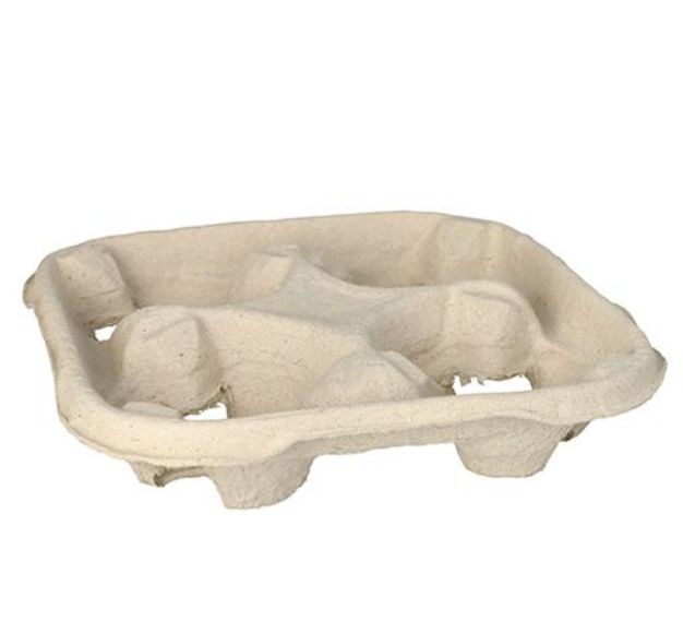Tragetabletts Pappe &quot;To Go&quot; 4,7 cm x 21,7 cm x 21,7 cm natur für 4 Becher