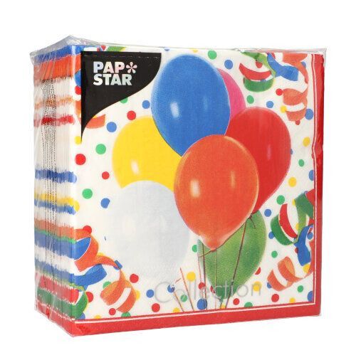 Servietten Ballons Fasching Party 3 lagig 1/4-Falz 33 x 33 cm