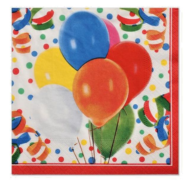 Servietten Ballons Fasching Party 3 lagig 1/4-Falz 33 x 33 cm