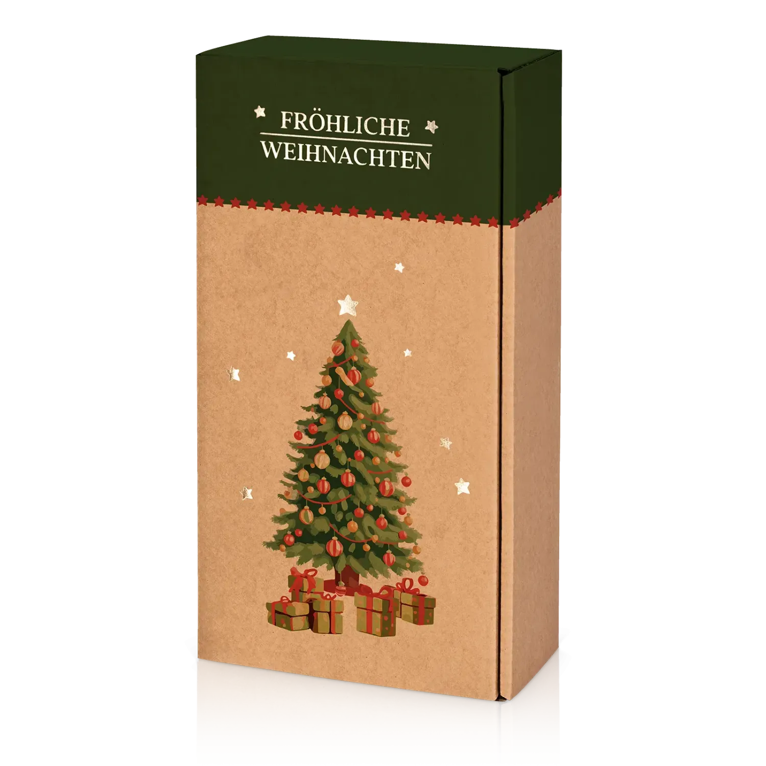 Präsentkarton &quot;Natura Fröhliche Weihnachten&quot; 2er mit Goldprägung