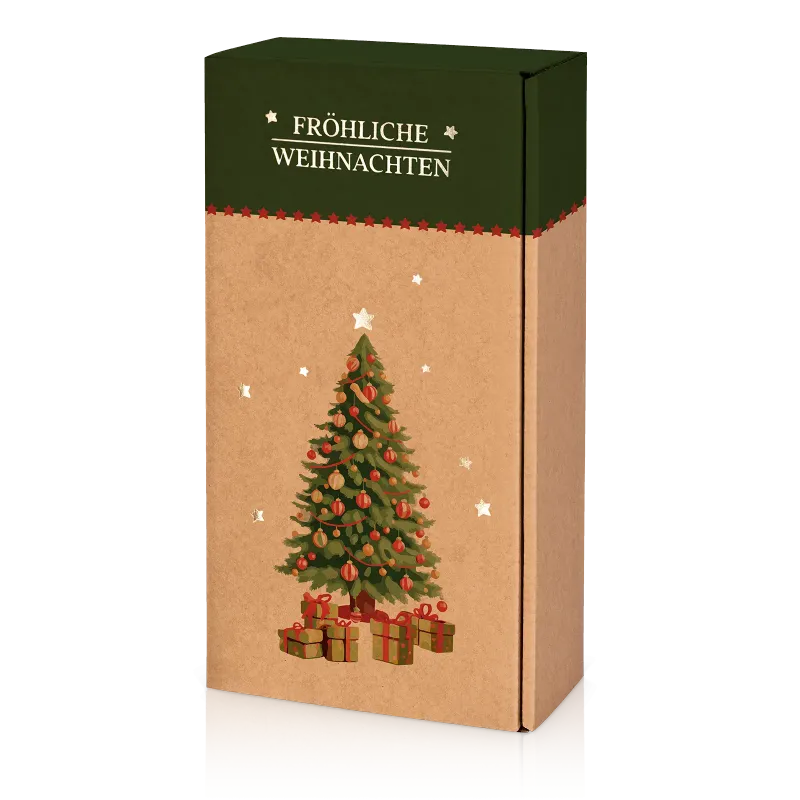 Präsentkarton &quot;Natura Fröhliche Weihnachten&quot; 2er mit Goldprägung