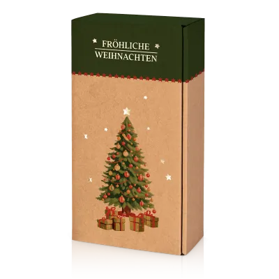Präsentkarton &quot;Natura Fröhliche Weihnachten&quot; 2er mit Goldprägung