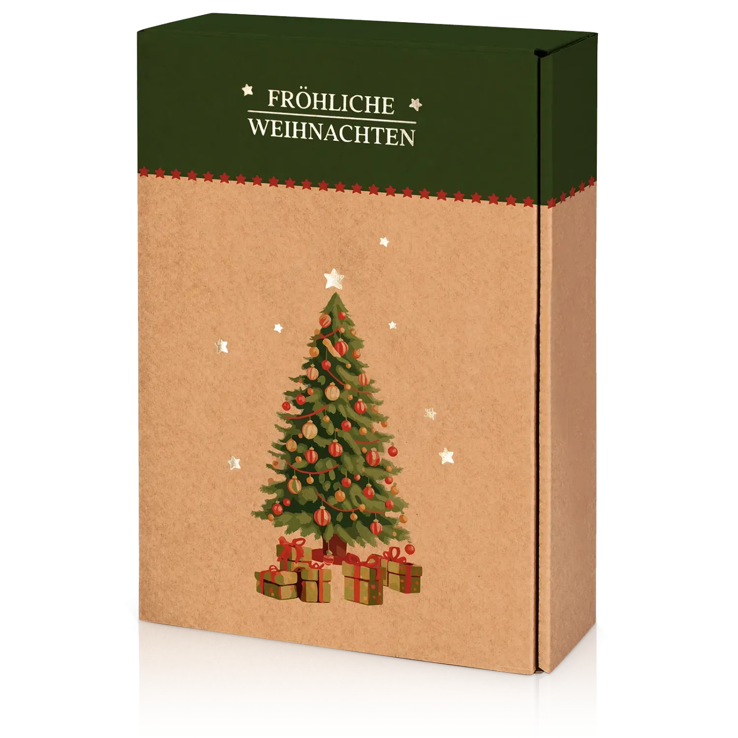Präsentkarton &quot;Natura Fröhliche Weihnachten&quot; 3er mit Goldprägung