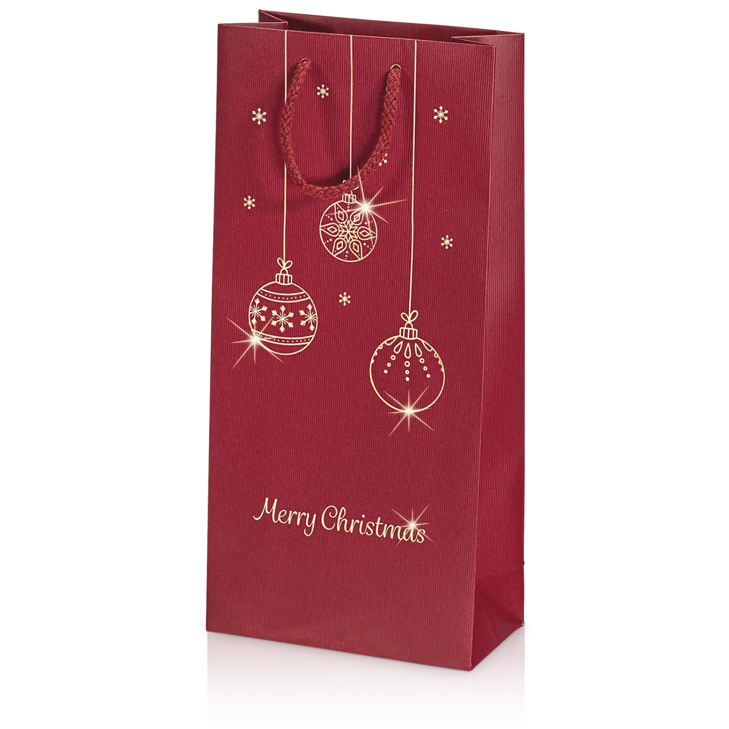 Papiertasche Linea Christbaum Rot 2er mit Goldprägung