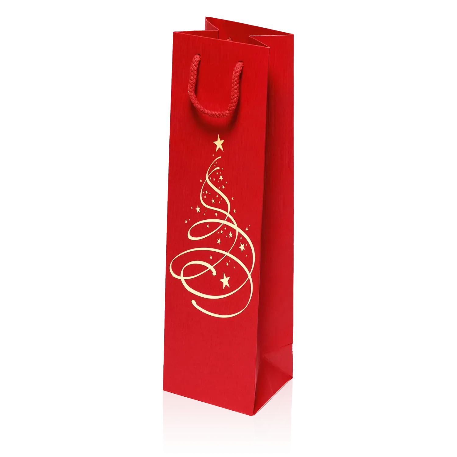 Papiertasche Linea Christbaum Rot 1er mit Goldprägung