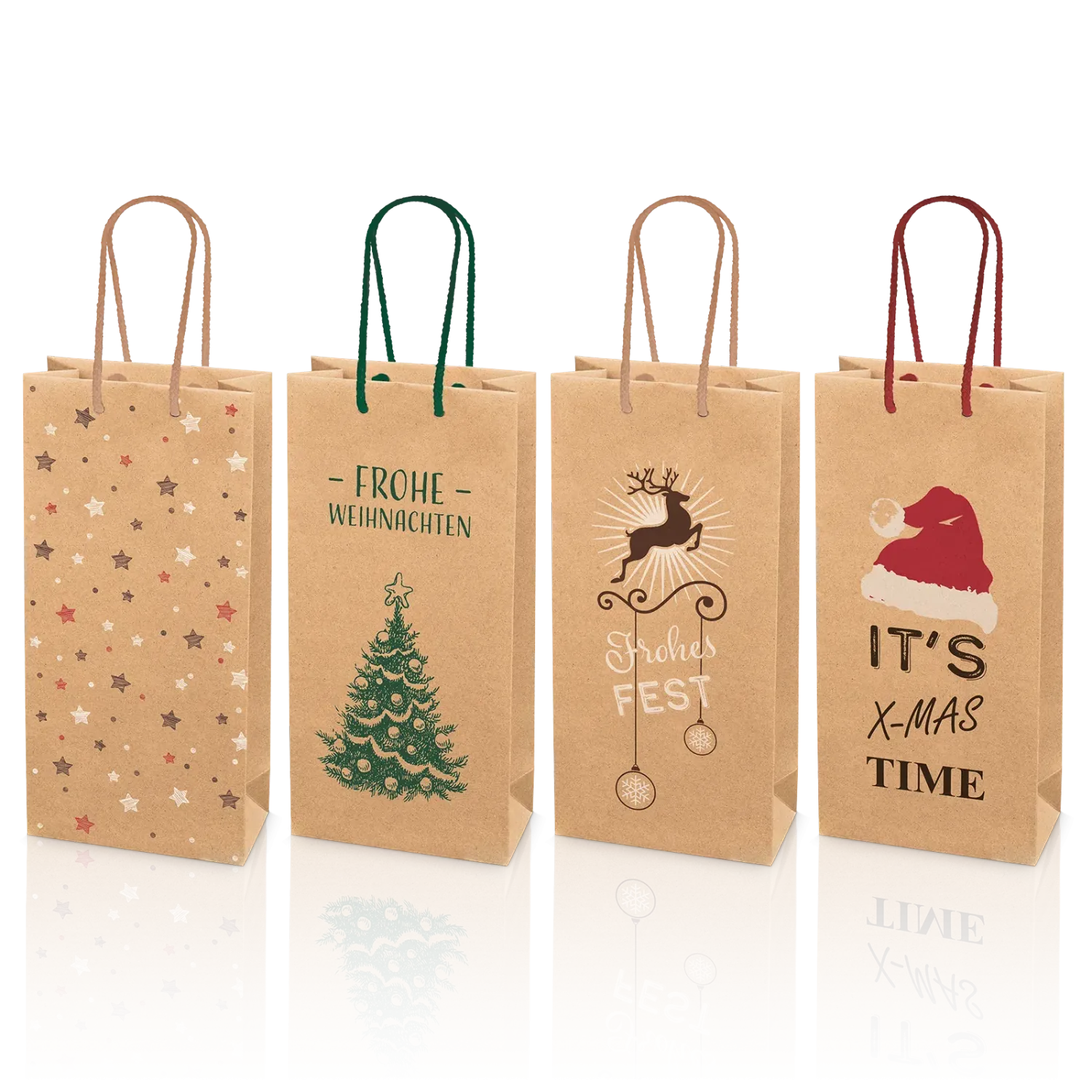 Papiertasche Natura Christmas sortiert 2er