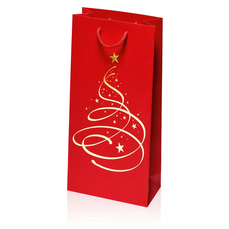 Tragetasche &quot;Linea Christbaum Rot&quot; 2er mit Goldprägung