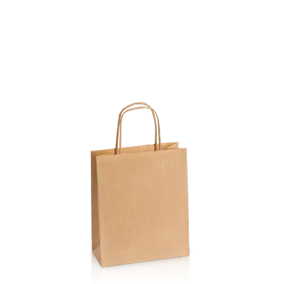 Einkaufstasche Natur -S-, Kraftpapier gerippt
