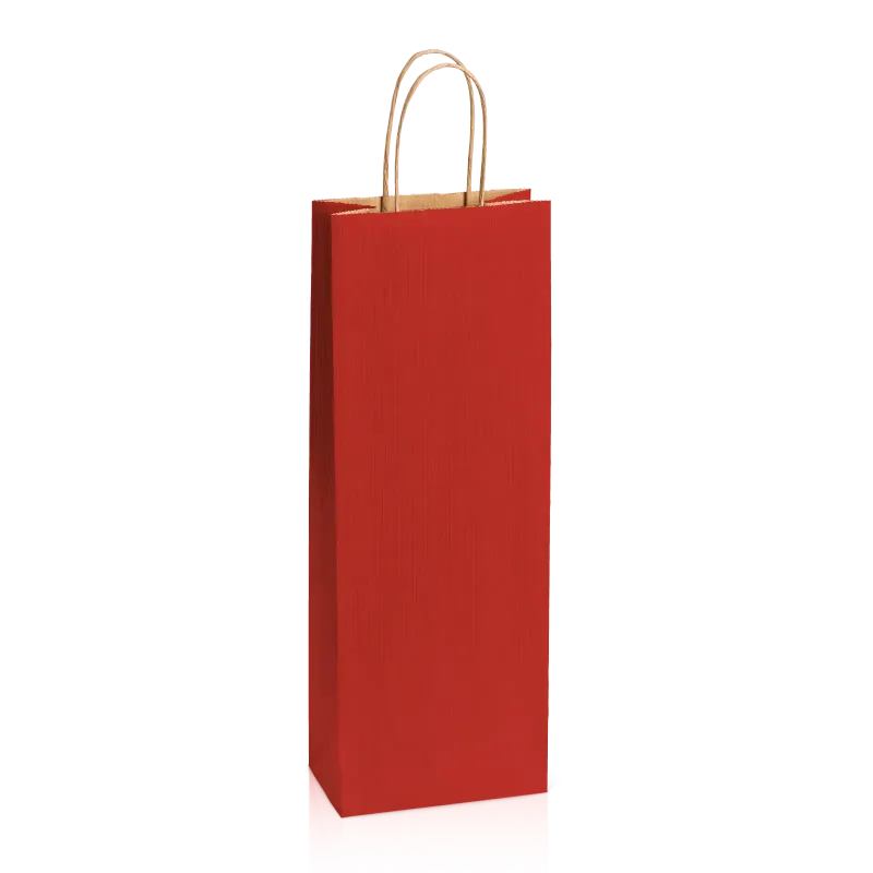 Einkaufstasche Dunkelrot -Bottle-, Kraftpapier gerippt