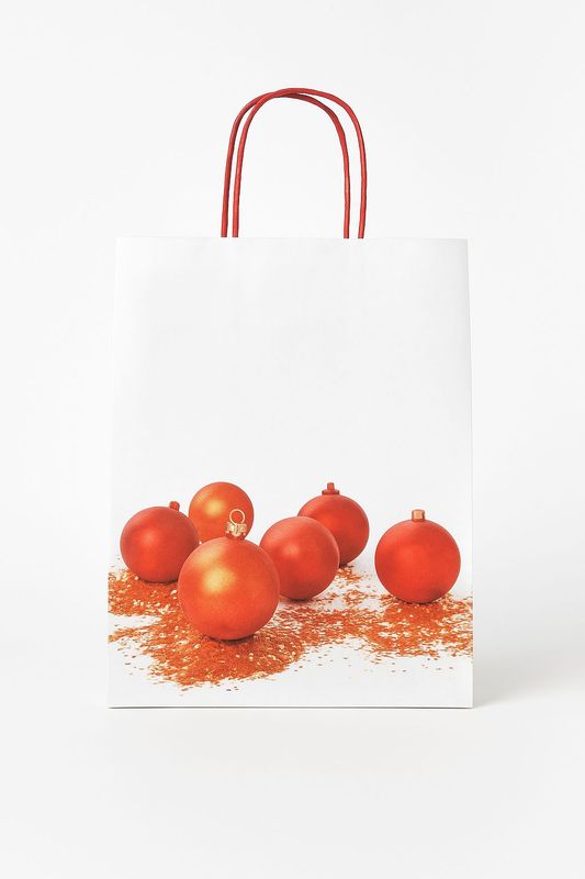 🎄 Geschenktasche mit Weihnachtskugeln – Neutral