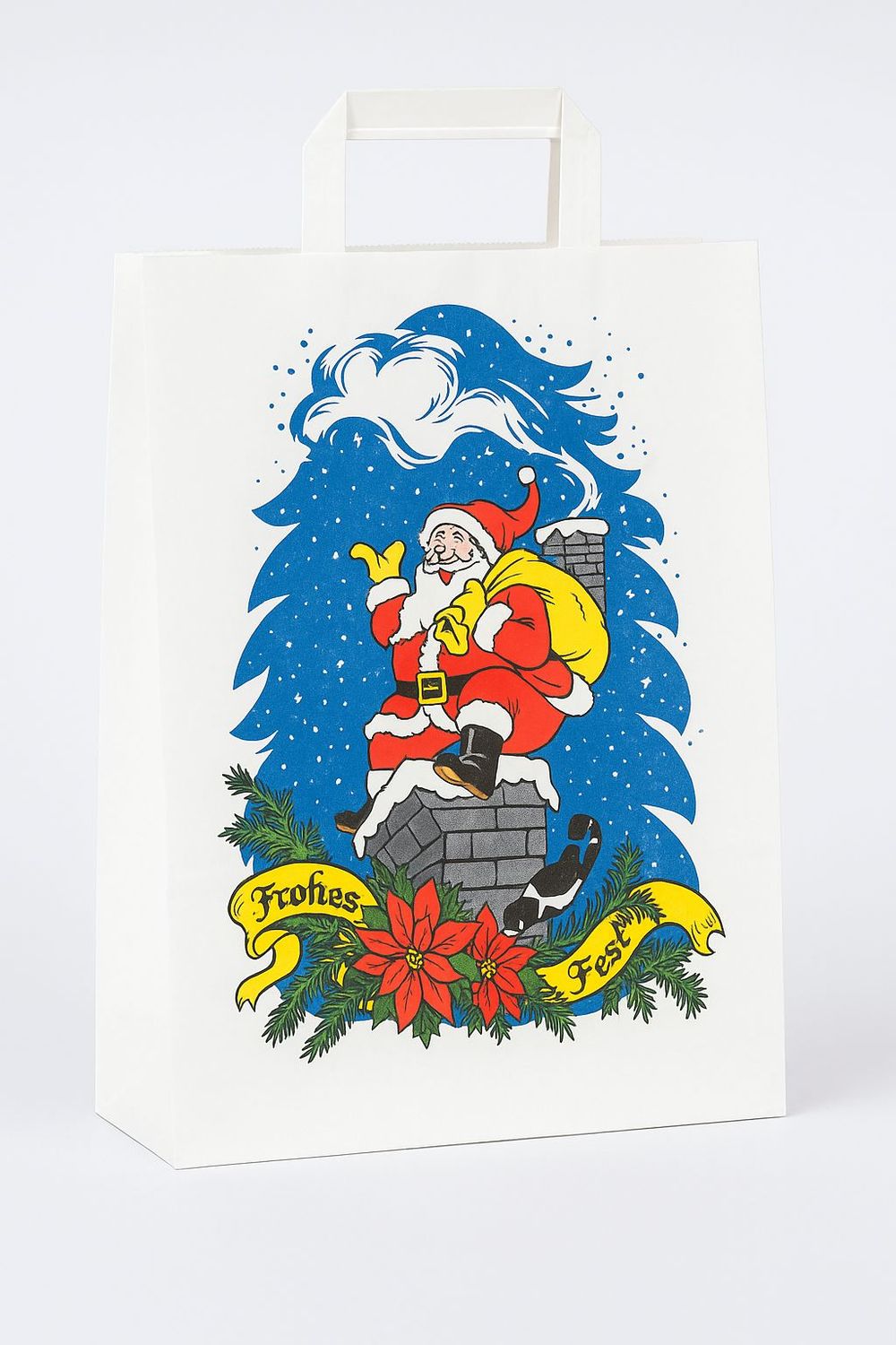 Weihnachtliche Geschenktasche mit Santa-Motiv