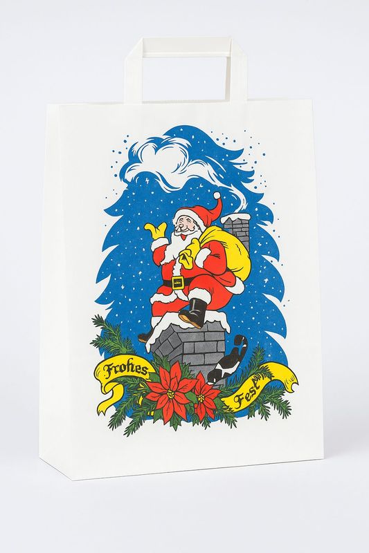 Weihnachtliche Geschenktasche mit Santa-Motiv
