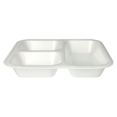50 Siegelschalen, XPS 3-geteilt 1350 ml 4,2 cm x 24,5 cm x 26,5 cm weiss laminiert
