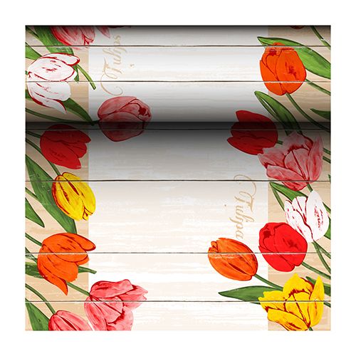 Tischläufer, stoffähnlich, Airlaid 24 m x 40 cm &quot;Blooming Tulips&quot;