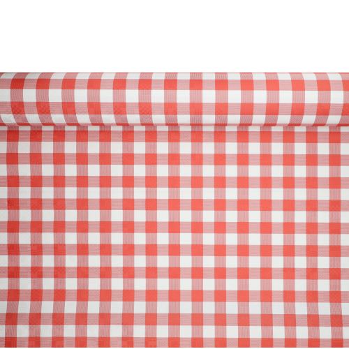 Papiertischtuch mit Damastprägung 50 m x 1 m rot &quot;Vichy Karo&quot;