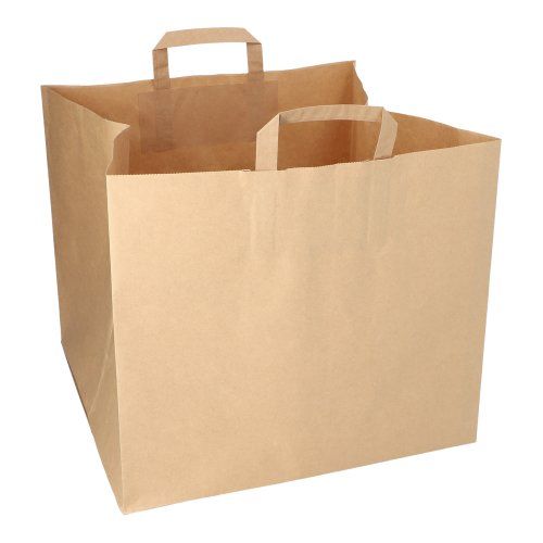 25 Pizza Tragetaschen,  XXL 33 cm x 37 cm x 34,5 cm braun mit Tragegriff