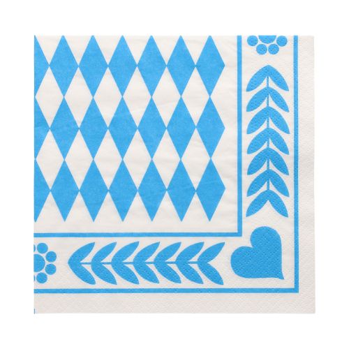 250 Servietten, 3-lagig 1/4-Falz 33 cm x 33 cm &quot;Bayrisch Blau&quot;