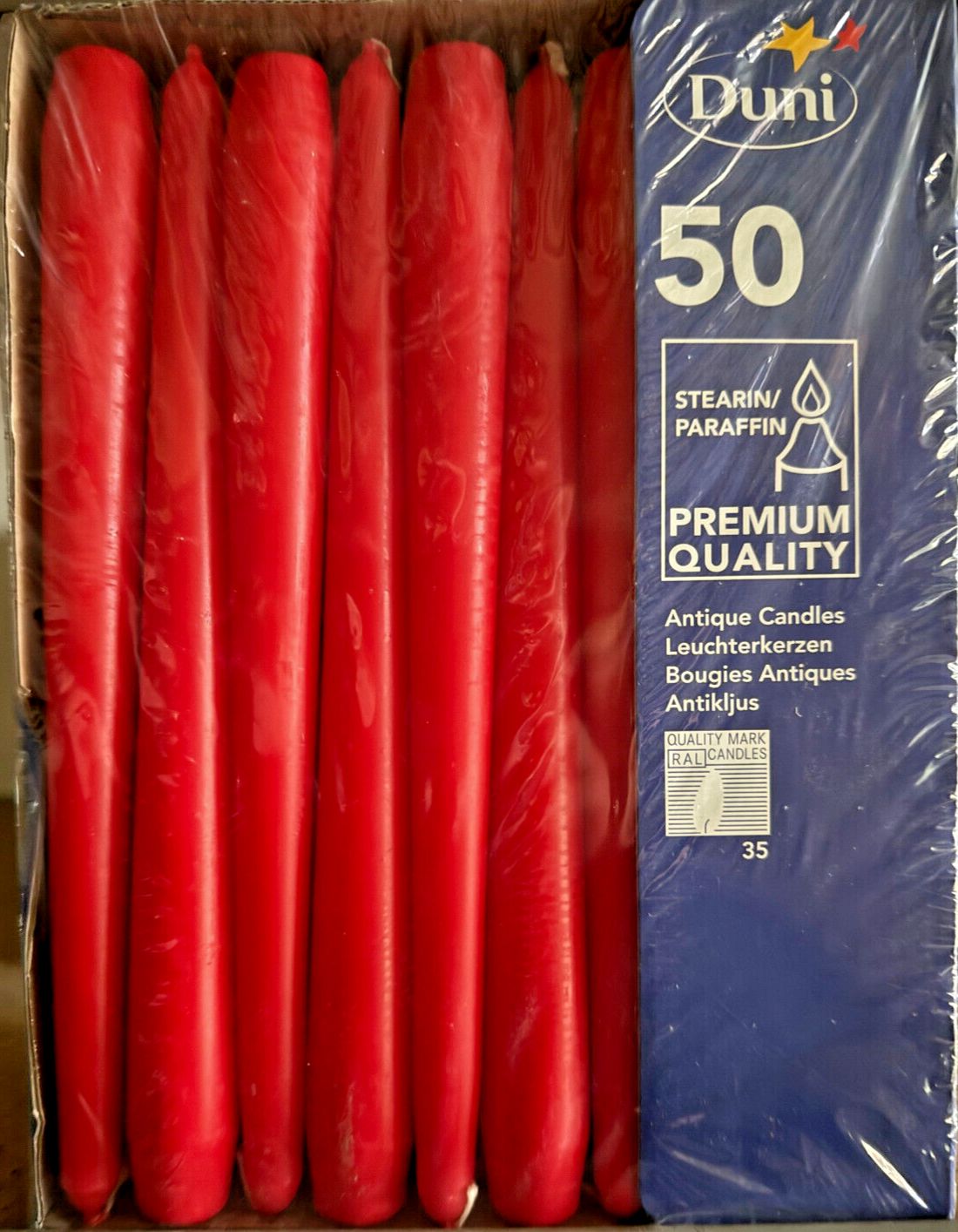 Duni Leuchterkerzen rot 250 x 22 mm Brenndauer ca 7 Stunden 2 x 50 Stück