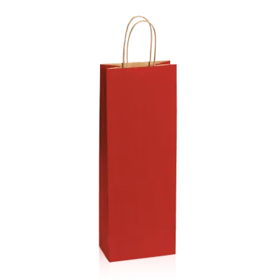 Einkaufstasche Dunkelrot -Bottle-, Kraftpapier gerippt