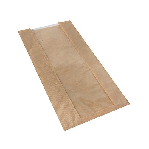 1000 Sichtstreifenbeutel mit PLA-Fenster &quot;pure&quot; 47 cm x 20 cm x 9 cm braun – Karton (1000 St.)