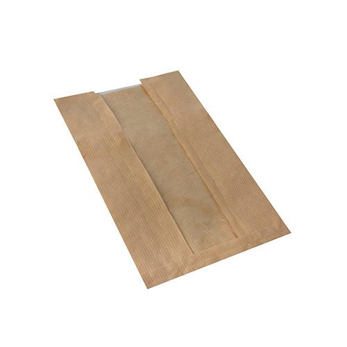 1000 Sichtstreifenbeutel mit PLA-Fenster &quot;pure&quot; 30 cm x 16 cm x 6 cm braun – Karton (1000 St.)