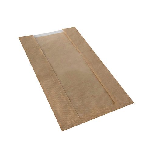 1000 Sichtstreifenbeutel mit PLA-Fenster &quot;pure&quot; 38 cm x 20 cm x 9 cm braun – Karton (1000 St.)