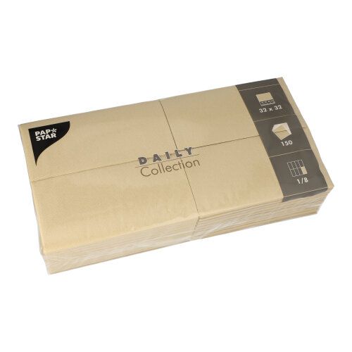 Servietten &quot;DAILY Collection&quot; 1/8-Falz 32×32 cm Sand – Karton (900 St.)
