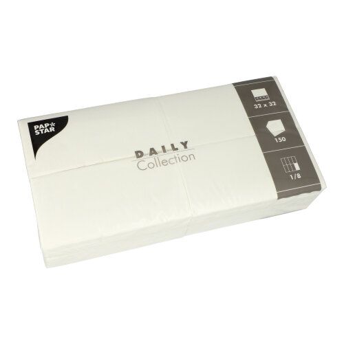 Servietten &quot;DAILY Collection&quot; 1/8-Falz 32×32 cm Weiß – Karton (900 St.)