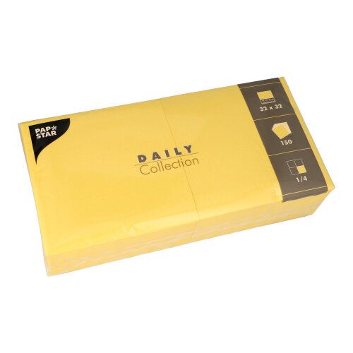 Servietten &quot;DAILY Collection&quot; 1/4-Falz 32×32 cm Gelb – Karton (900 St.)