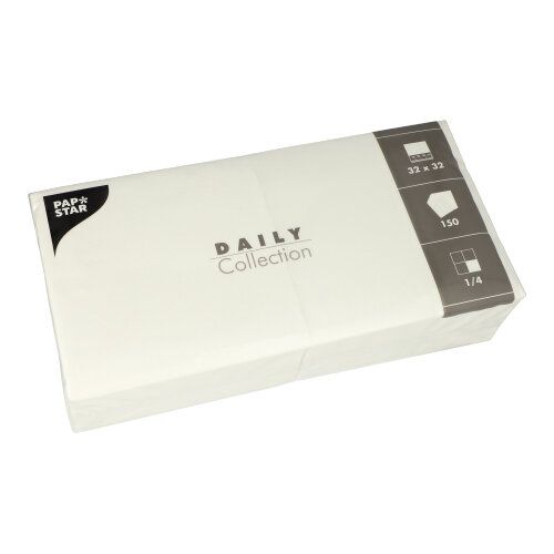 Servietten &quot;DAILY Collection&quot; 1/4-Falz 32×32 cm Weiß – Karton (900 St.)