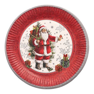 10 Teller, Pappe rund Ø 23 cm &quot;HoHoHo&quot; – Karton (200 St.)