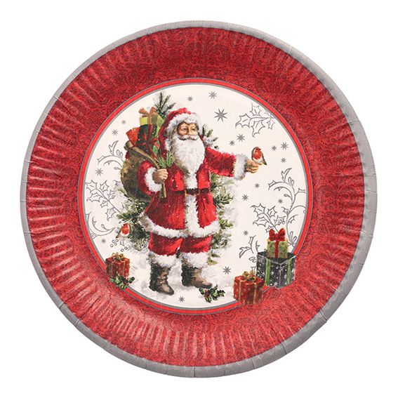 10 Teller, Pappe rund Ø 23 cm &quot;HoHoHo&quot; – Karton (200 St.)