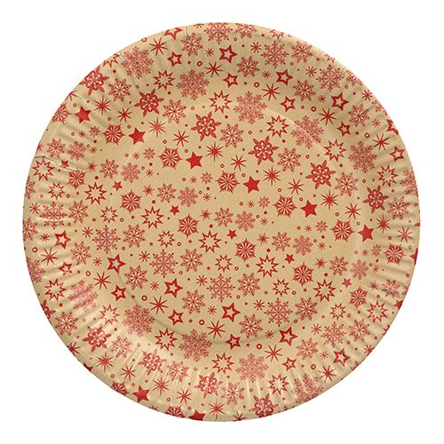 10 Teller, Pappe rund Ø 23 cm &quot;Snöflinga&quot; – Karton (200 St.)